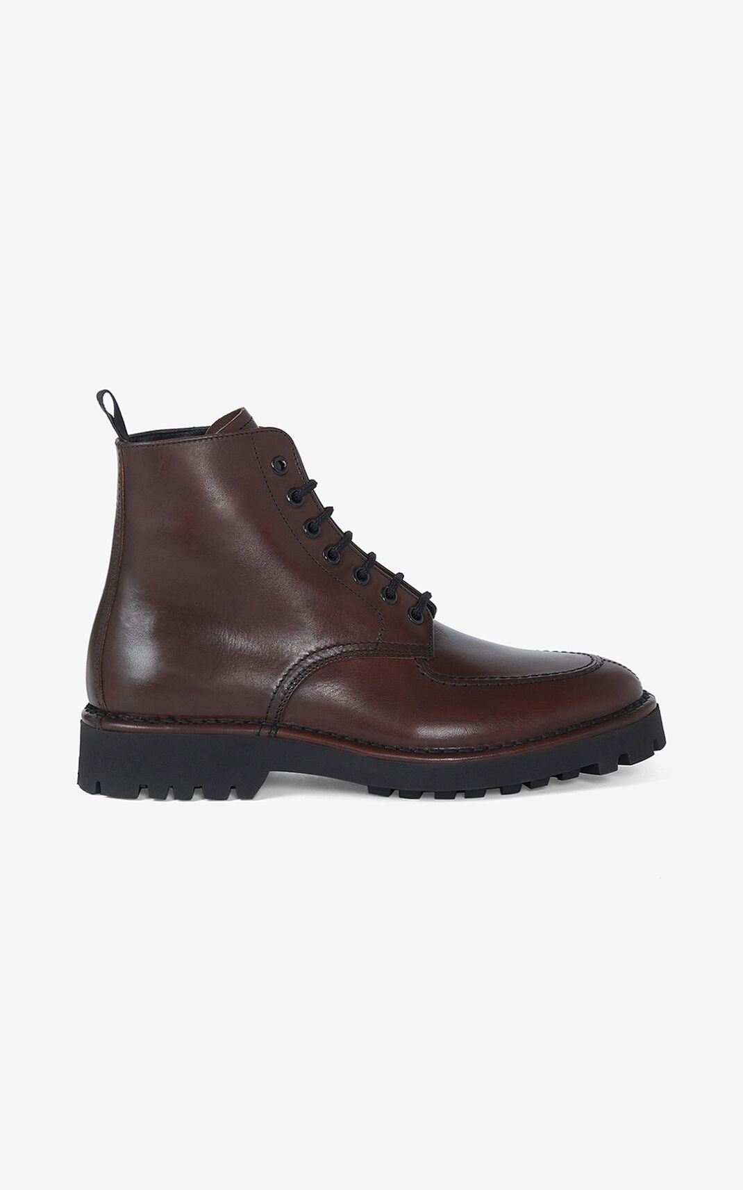 Bottes Kenzo K Mount Cuir ankle Homme Marron Foncé | GYDC-71034